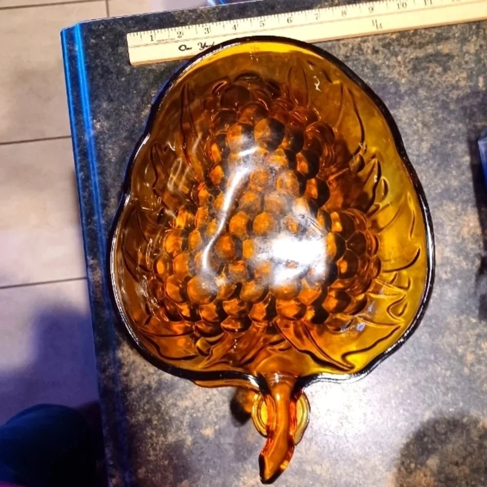 Vintage Indian Glass Amber fruit bowl